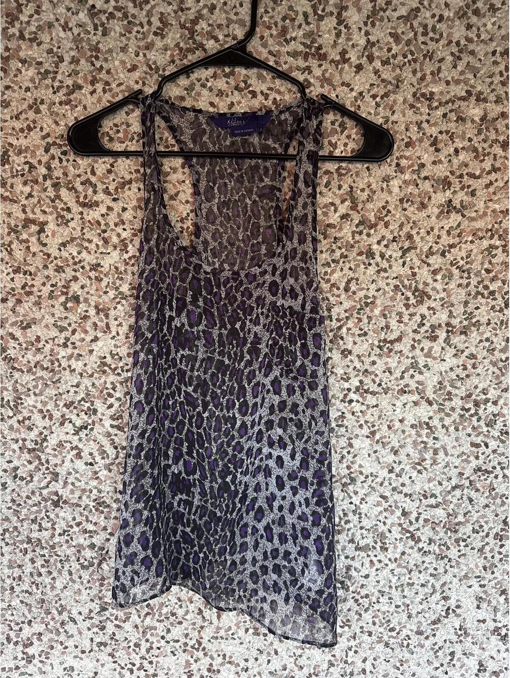 Miley Cyrus Max Azria Sheer Purple Leopard Tank Top Y2K Sz M